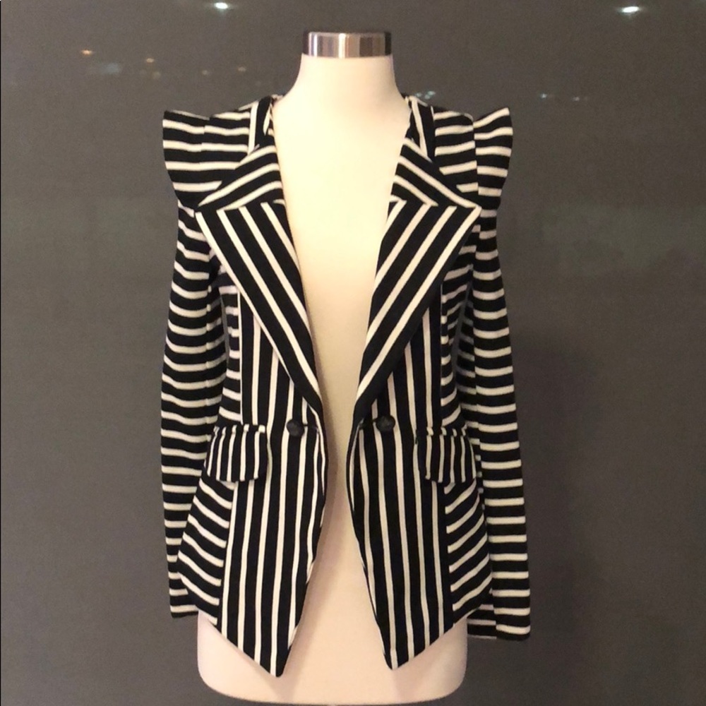 Black and white striped blazer